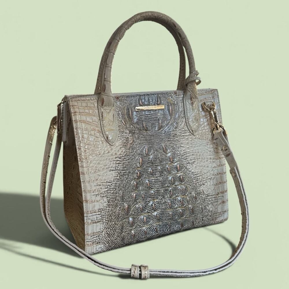 Brahmin Caroline Ivory Iguana Ombre Melbourne Croc Embossed Satchel